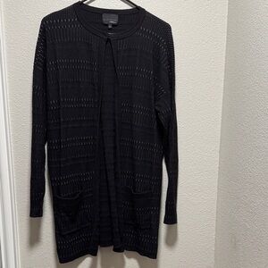 Elie Tahari Black Open Knit Cardigan